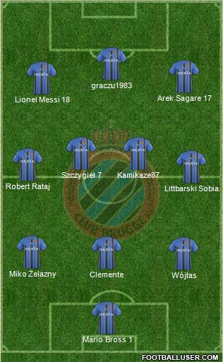 Club Brugge KV 3-4-3 football formation