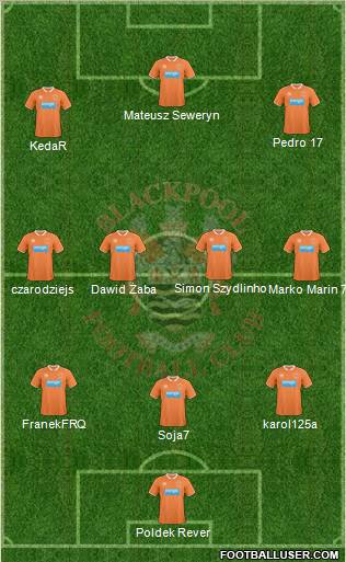 Blackpool 3-4-3 football formation