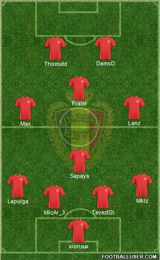 Belgium 4-2-2-2 football formation