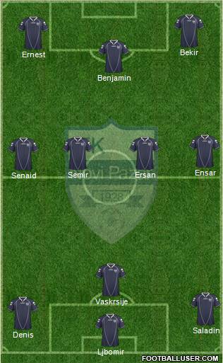 FK Novi Pazar 3-4-3 football formation