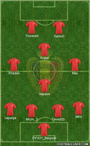 Belgium 4-3-1-2 football formation