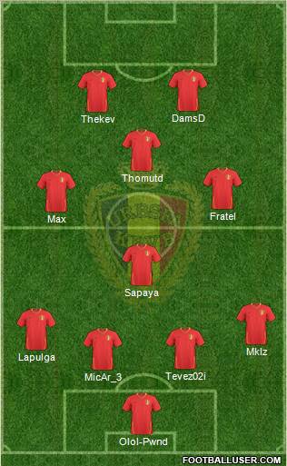 Belgium 4-3-1-2 football formation