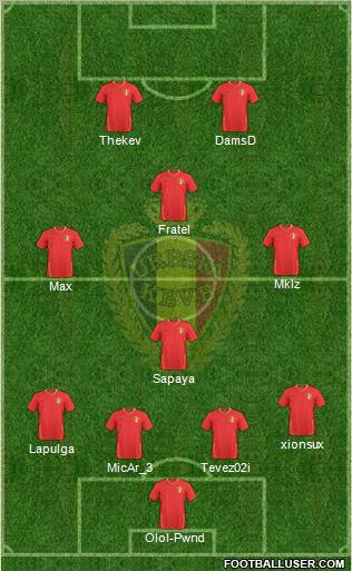 Belgium 4-3-1-2 football formation