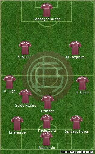 Lanús 3-4-2-1 football formation