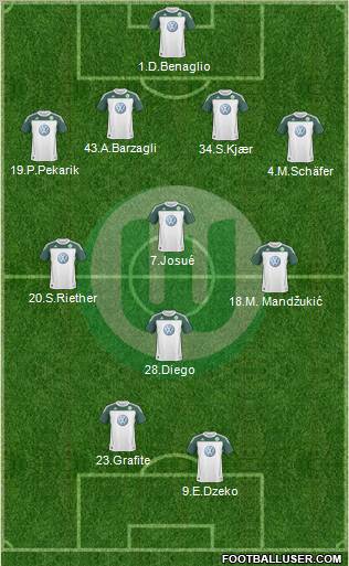 VfL Wolfsburg 4-3-1-2 football formation