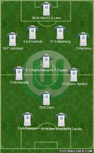 VfL Wolfsburg 4-3-1-2 football formation