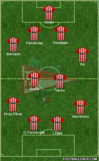 Estudiantes de La Plata 4-4-2 football formation