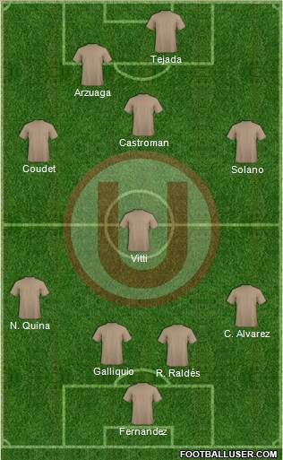 C Universitario D 4-1-3-2 football formation