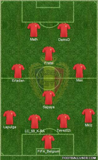 Belgium 4-3-1-2 football formation