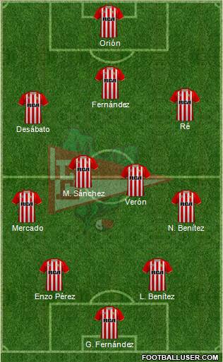 Estudiantes de La Plata 3-4-2-1 football formation