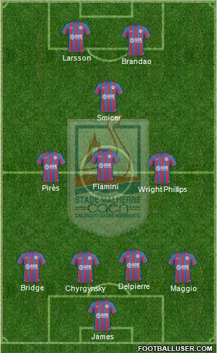 Stade Malherbe Caen Basse-Normandie 4-1-3-2 football formation