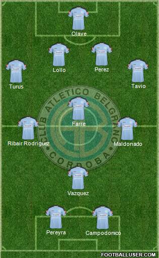 Belgrano de Córdoba 4-3-1-2 football formation