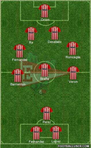 Estudiantes de La Plata 4-4-2 football formation