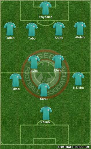 Nigeria 4-4-1-1 football formation