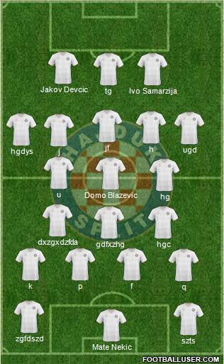 HNK Hajduk 3-4-1-2 football formation