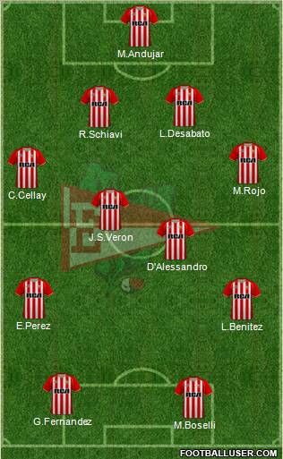 Estudiantes de La Plata 4-4-2 football formation