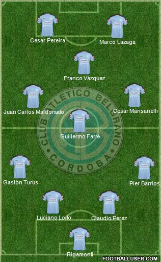 Belgrano de Córdoba 4-3-1-2 football formation