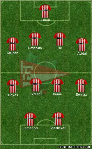 Estudiantes de La Plata 4-4-2 football formation