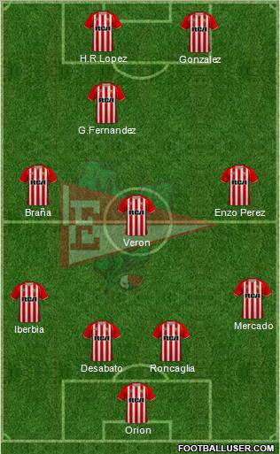 Estudiantes de La Plata 4-3-1-2 football formation