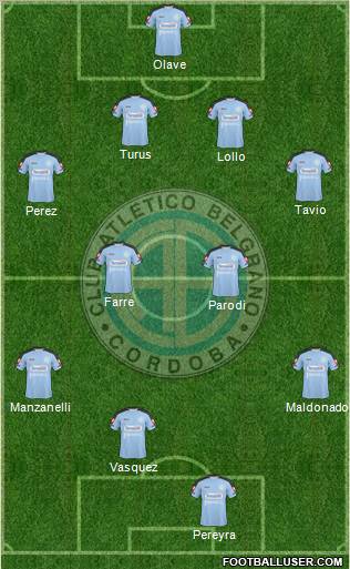 Belgrano de Córdoba 4-4-1-1 football formation