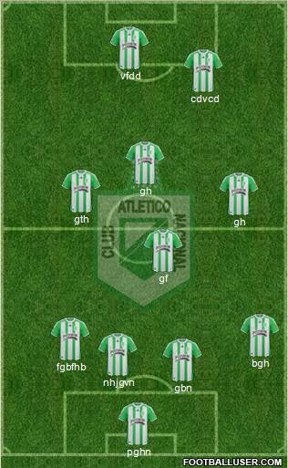 CDC Atlético Nacional 4-1-3-2 football formation
