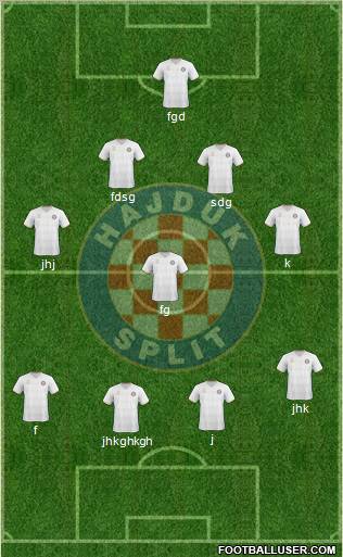 HNK Hajduk 4-3-2-1 football formation