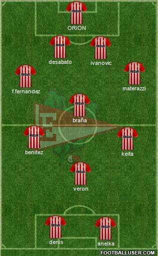 Estudiantes de La Plata 4-4-2 football formation