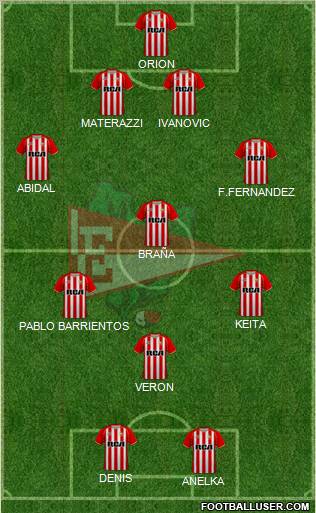 Estudiantes de La Plata 4-4-2 football formation