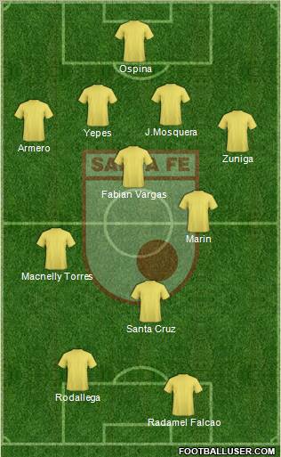 Santa Fe CD 4-3-1-2 football formation