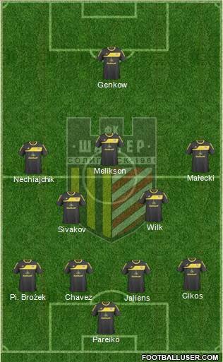 Shakhter Soligorsk 3-4-1-2 football formation