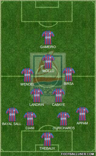 Stade Malherbe Caen Basse-Normandie 4-2-3-1 football formation