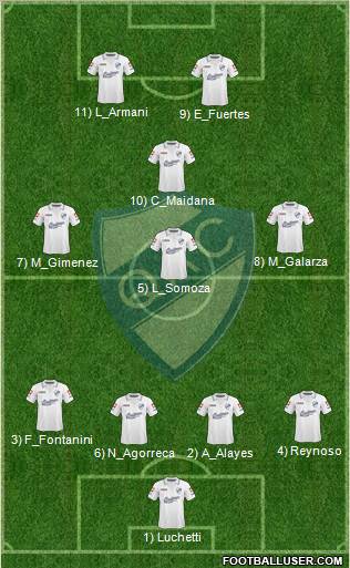 Quilmes 4-3-1-2 football formation