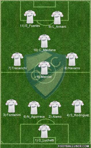 Quilmes 4-3-1-2 football formation