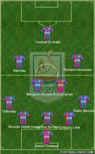 Stade Malherbe Caen Basse-Normandie 5-4-1 football formation