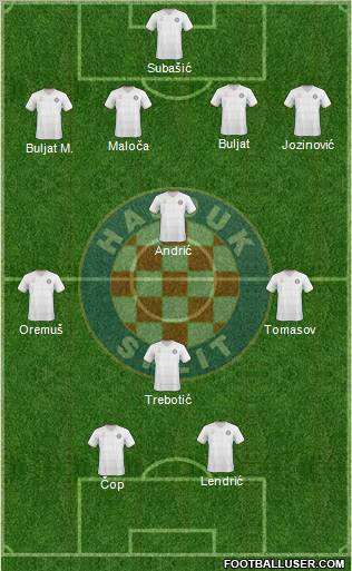 HNK Hajduk football formation