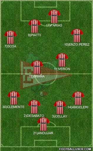 Estudiantes de La Plata 4-4-2 football formation