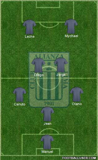 C Alianza Lima 3-4-2-1 football formation