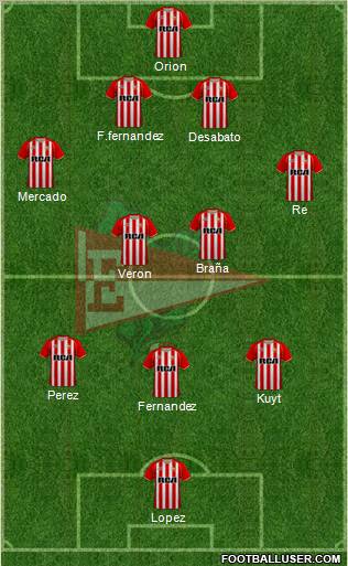 Estudiantes de La Plata 4-2-3-1 football formation