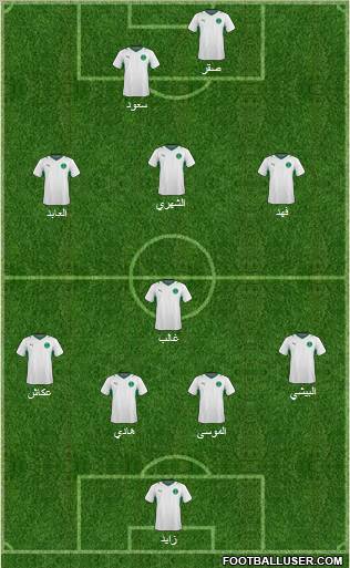 Saudi Arabia 4-1-3-2 football formation