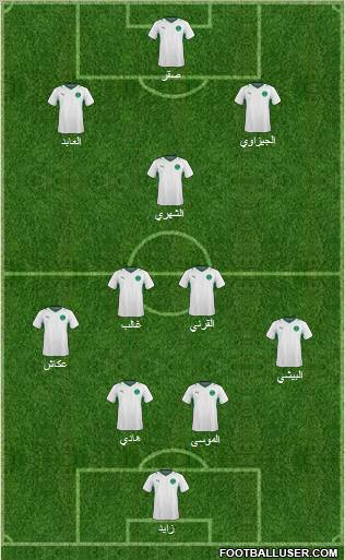 Saudi Arabia 4-2-1-3 football formation