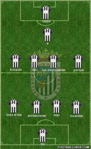 C.D. Badajoz S.A.D. 4-2-2-2 football formation