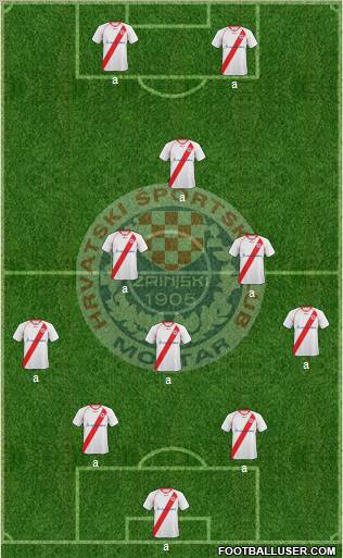 HSK Zrinjski Mostar 5-4-1 football formation