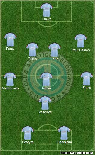 Belgrano de Córdoba 4-3-1-2 football formation