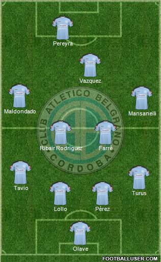 Belgrano de Córdoba 4-4-1-1 football formation