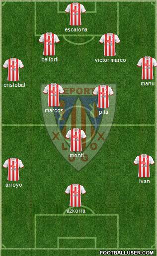 C.D. Lugo 4-1-2-3 football formation