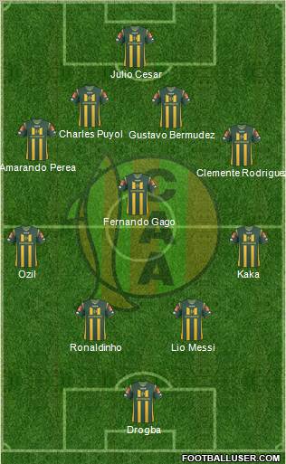 Aldosivi 4-3-2-1 football formation