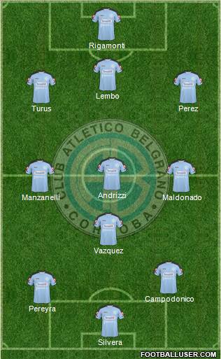 Belgrano de Córdoba 3-4-3 football formation