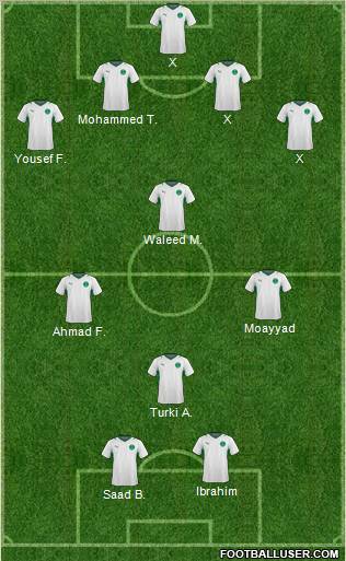 Saudi Arabia 4-4-2 football formation