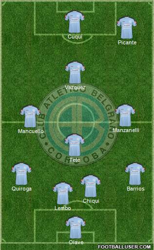 Belgrano de Córdoba 4-3-1-2 football formation