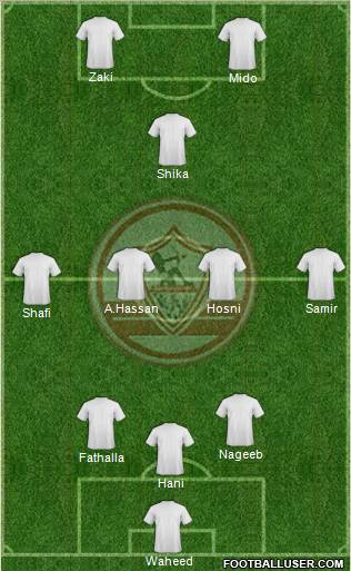 Zamalek Sporting Club 3-4-3 football formation